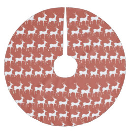 Red Reindeer Pattern Classic Christmas Tree Skirt Polyester Weihnachtsbaumdecke
