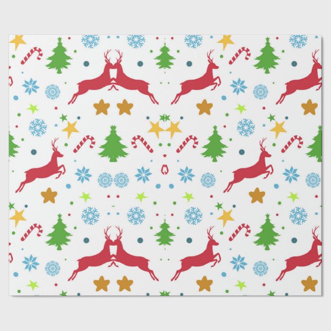 Red Reindeers Geschenkpapier (Saum)