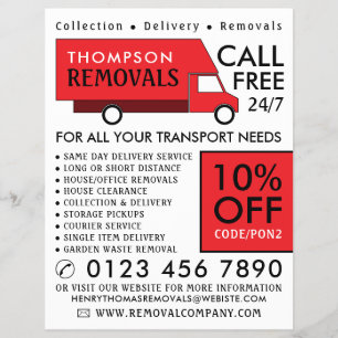 Red Removal Van, Removal Company Werbung Flyer