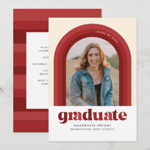 Red Retro Arch Faire-part de graduation