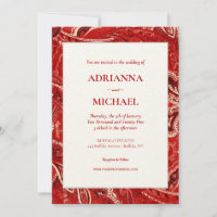 Red Retro Bandanna Paisley Einladung Hochzeit