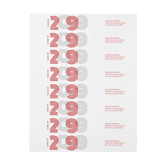 Red Retro Big Numbers Class (Bogen)