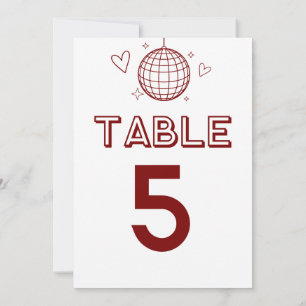 Red Retro Disco Groovy Grosse Tischnummern