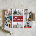 Red Retro Frohe Weihnachtsfoto Collage Feiertagskarte<br><div class="desc">Frohe Weihnachten! Senden Sie Ihre Urlaubssgrüße an Familie und Freunde mit dieser anpassbaren Weihnachtskarte. Es enthält Retro-Typografie und eine Foto-Collage-Vorlage. Personalisieren Sie dieses Foto Collage Weihnachtskarte durch Hinzufügen Ihrer Daten. Diese rote Weihnachtskarte ist in anderen Farben und mit einem Karton erhältlich. Matching-Elemente sind verfügbar.</div>