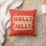 Red Retro Groovy Vintage Christmas Holly Jolly Kissen<br><div class="desc">Ein Groovy und farbenfroh Retro Vintage Palette Weihnachtsbaum wirbelkissen.</div>