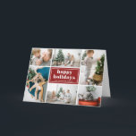 Red Retro Happy Holidays FotoCollage Feiertagskarte<br><div class="desc">Gute Ferien! Senden Sie Ihren Urlaub Grüße an Familie und Freunde mit dieser anpassbaren Urlaubskarte. Es enthält Retro-Typografie und eine Foto-Collage-Vorlage. Personalisieren Sie diese Foto Collage Urlaubskarte durch Hinzufügen Ihrer Daten. Diese rote Urlaubskarte ist in anderen Farben und mit einem Karton erhältlich. Matching-Elemente sind verfügbar.</div>