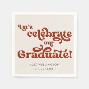 Red Retro Inspirierte Typografy Graduation Party Serviette