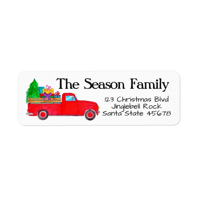 Red Retro Lieferwagen LKW mit Weihnachtsgeschenke (Vorne)
