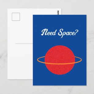Red Retro Planet, Classic SciFi Space Cartoon Postkarte