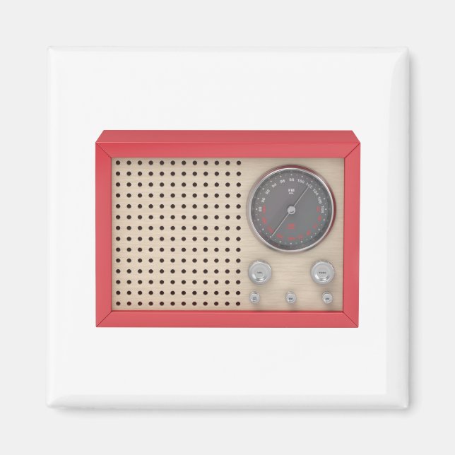Red retro radio magnet (Vorne)