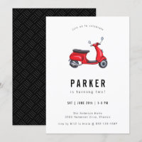 Red Retro Scooter Thema Geburtstag