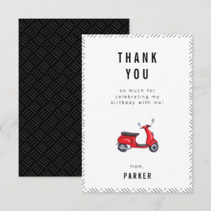 Red Retro Scooter thème Anniversaire Carte de reme