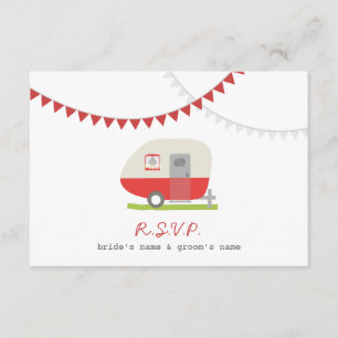 Red Retro Trailer & Bunting RSVP Karte