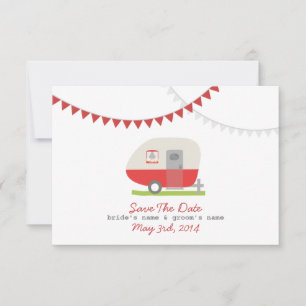 Red Retro Trailer & Hochzeit speichern das Datum Save The Date