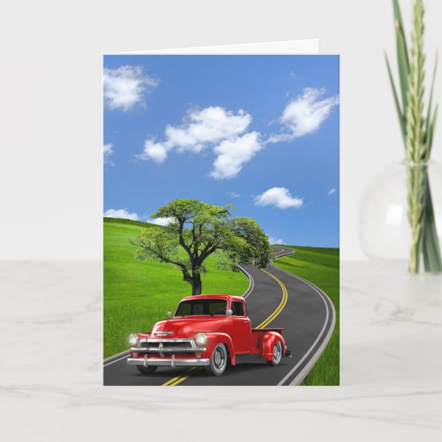 Red Retro Truck Retirement Karte (Vorderseite)