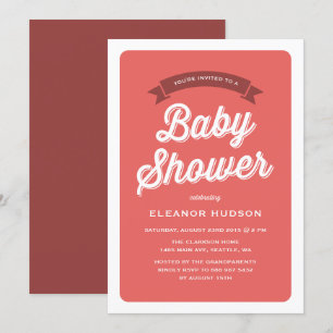 Red Retro Typografie Script Classic Baby Shower Einladung