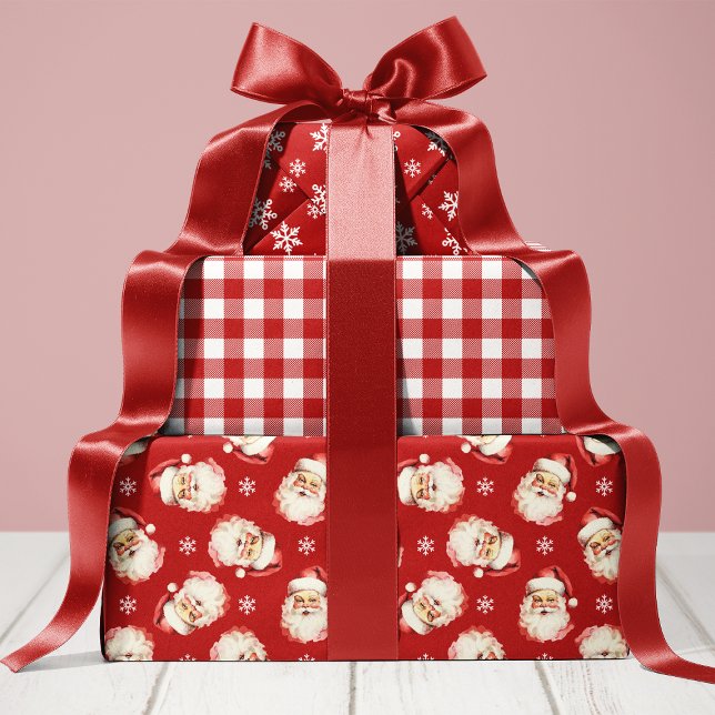 Red Retro Vintag Weihnachten Geschenkpapier Set (Von Creator hochgeladen)