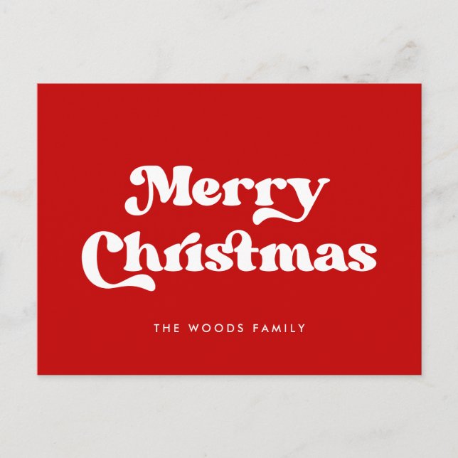 Red Retro Vintager Schriftart Frohe Weihnachten (Vorderseite)