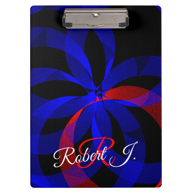 Red Revolving Accent Geometric Clipboard Klemmbrett (Vorderseite)