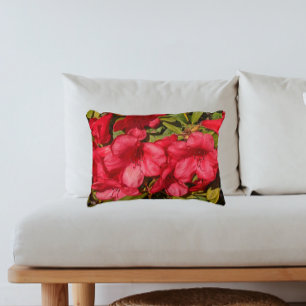 Red Rhododendron Blooms Floral Dekokissen