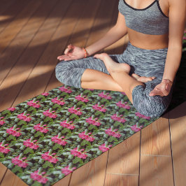 Red Rhododendrons Floral Pattern Yogamatte