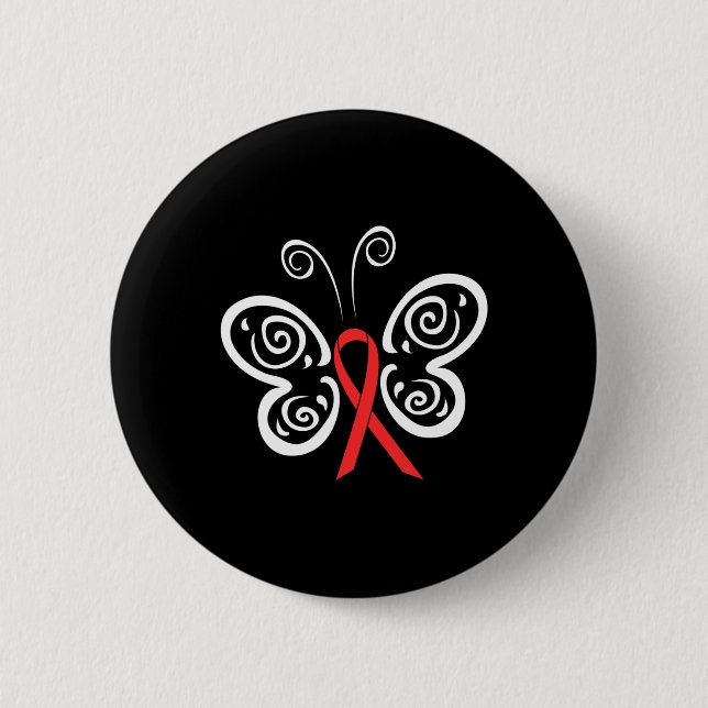 Red Ribbon Butterfly Blutkrebs HIV AIDS Awarene Button (Vorderseite)