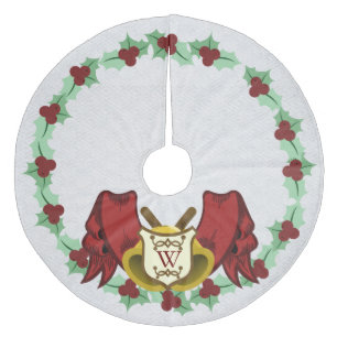 Red Ribbon Christmas Bells & Holly - Personalisier Fleece Weihnachtsbaumdecke