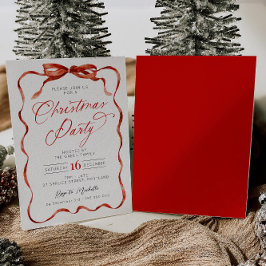 Red Ribbon Christmas Party Invitation Einladung