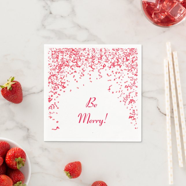 Red Ribbon Confetti Weihnachten Serviette (Beispiel)