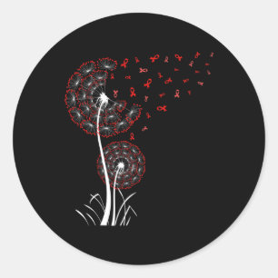 Red Ribbon Dandelion Herzerkrankung Blutzenkrebs A Runder Aufkleber