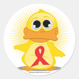 Red Ribbon Duck Runder Aufkleber