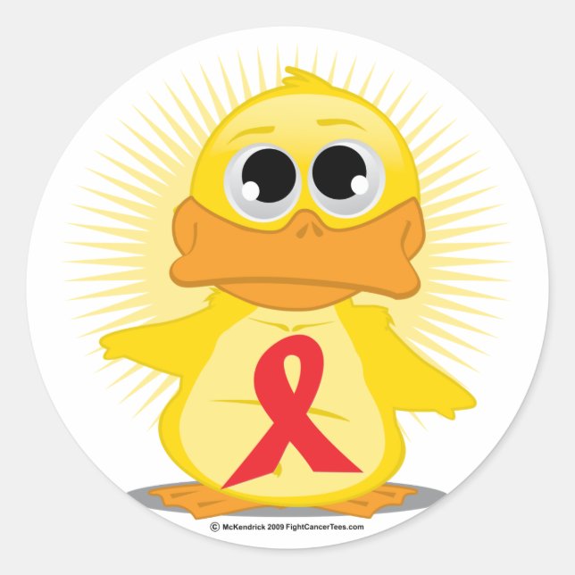 Red Ribbon Duck Runder Aufkleber (Vorderseite)