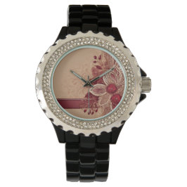 Red Ribbon Floral AI Art Armbanduhr