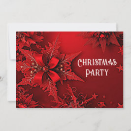 Red Ribbon Floral Holiday Weihnachten Party Invita Einladung