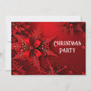 Red Ribbon Floral Holiday Weihnachten Party Invita Einladung