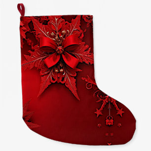 Red Ribbon Floral Holiday Weihnachten Strumpf Großer Weihnachtsstrumpf