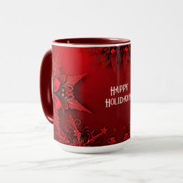 Red Ribbon Floral Holiday Weihnachten Tasse