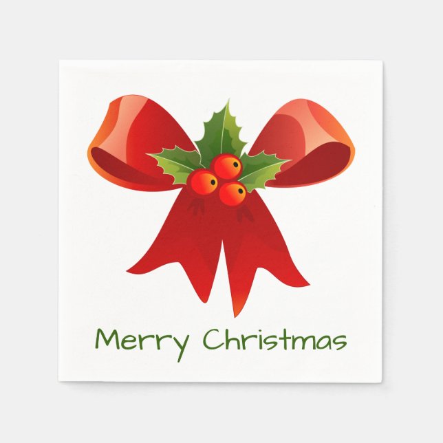 Red Ribbon frohe Weihnachten Serviette (Vorderseite)