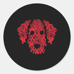Red Ribbon HIV Aids Brain Aneurysm Hunde Bewusstse Runder Aufkleber
