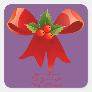 Red Ribbon Holly Thunder_Cove Quadratischer Aufkleber