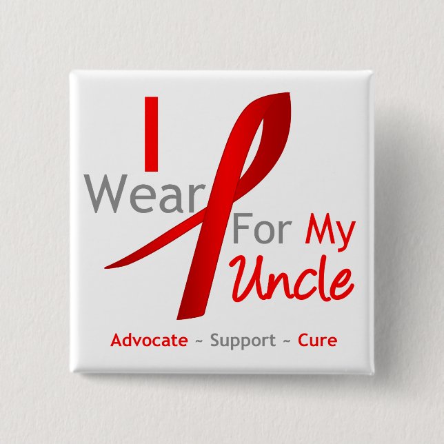 Red Ribbon ich trage Rot für meinen Onkel Button (Vorderseite)