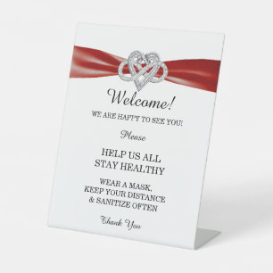 Red Ribbon Infinity Herz Hochzeitsicherheit Sockelschild