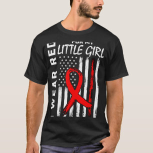 Red Ribbon Little Girl Daughter Herzerkrankung Awa T-Shirt
