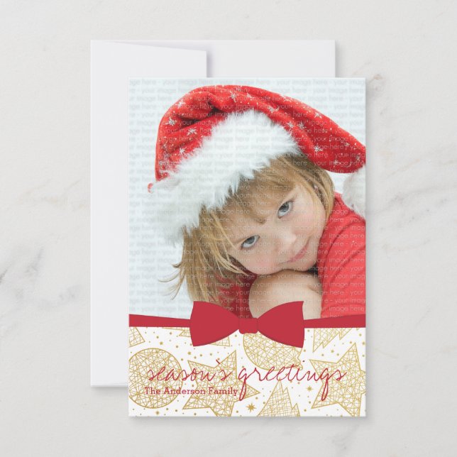 Red Ribbon Noël Carte photo (Devant)