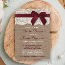 Red Ribbon on Burlap & Lace Brautparty
