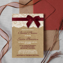 Red Ribbon on Kraft & Lace Brautparty