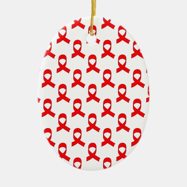 Red Ribbon Pattern Keramikornament (Vorne)