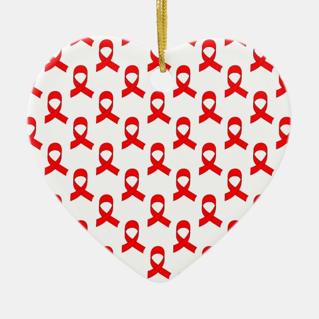 Red Ribbon Pattern Keramikornament (Vorne)