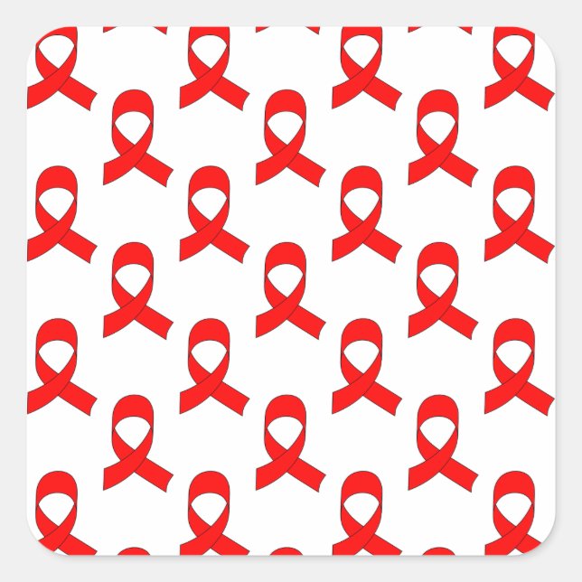 Red Ribbon Pattern Quadratischer Aufkleber (Vorderseite)