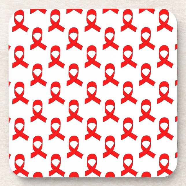 Red Ribbon Pattern Untersetzer (Vorderseite)